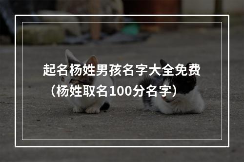 起名杨姓男孩名字大全免费（杨姓取名100分名字）
