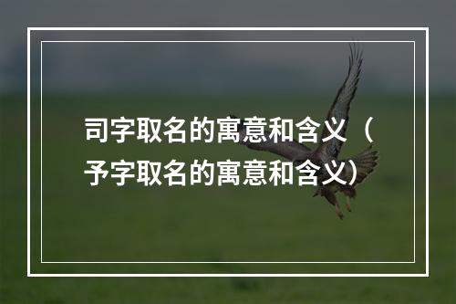 司字取名的寓意和含义（予字取名的寓意和含义）