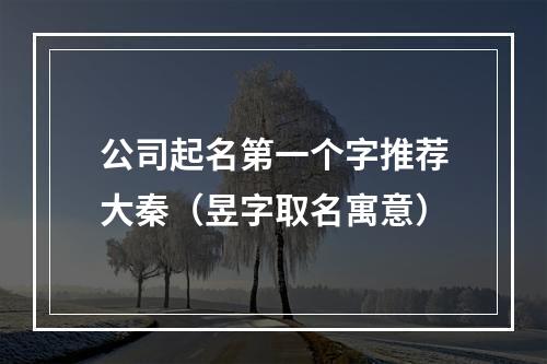 公司起名第一个字推荐大秦（昱字取名寓意）