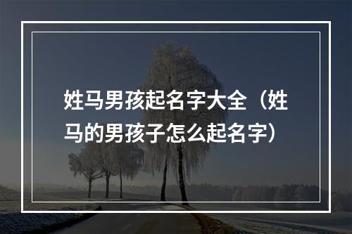 姓马男孩起名字大全（姓马的男孩子怎么起名字）