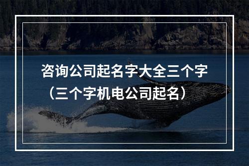 咨询公司起名字大全三个字（三个字机电公司起名）