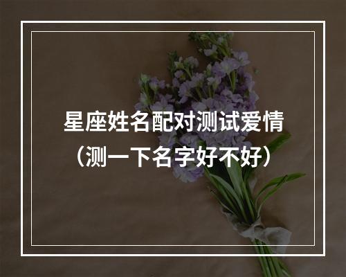 星座姓名配对测试爱情（测一下名字好不好）