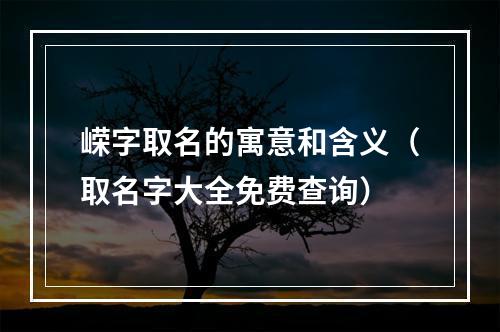 嵘字取名的寓意和含义（取名字大全免费查询）
