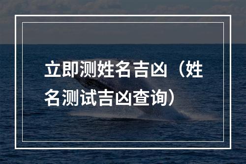 立即测姓名吉凶（姓名测试吉凶查询）