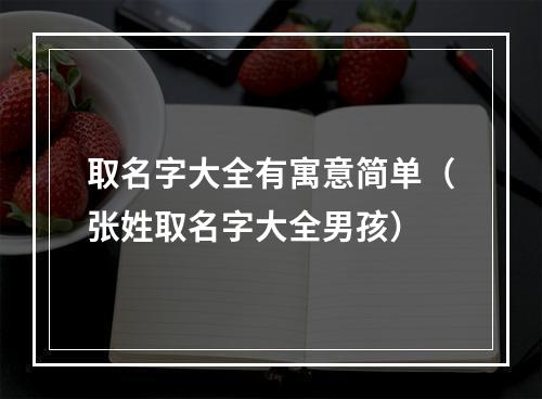 取名字大全有寓意简单（张姓取名字大全男孩）