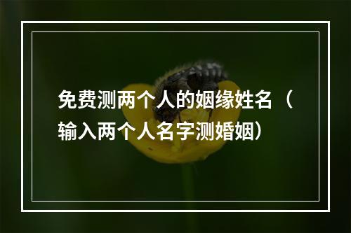 免费测两个人的姻缘姓名（输入两个人名字测婚姻）