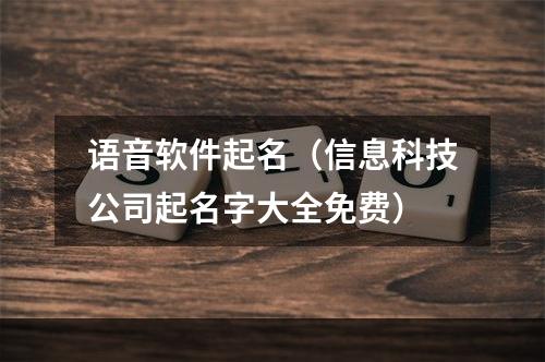 语音软件起名（信息科技公司起名字大全免费）