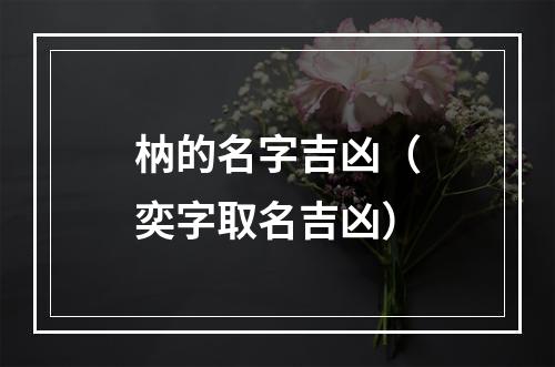 枘的名字吉凶（奕字取名吉凶）