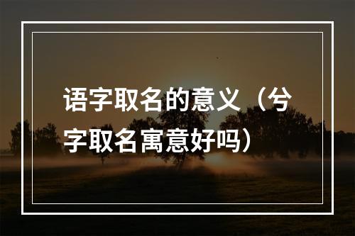 语字取名的意义（兮字取名寓意好吗）