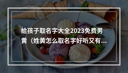 给孩子取名字大全2023免费男黄（姓黄怎么取名字好听又有内涵）