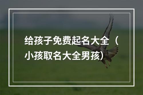 给孩子免费起名大全（小孩取名大全男孩）