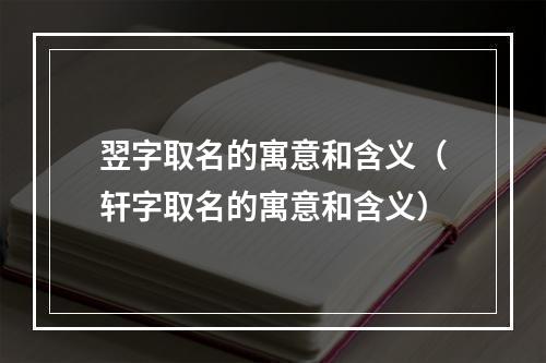 翌字取名的寓意和含义（轩字取名的寓意和含义）