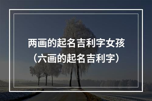 两画的起名吉利字女孩（六画的起名吉利字）