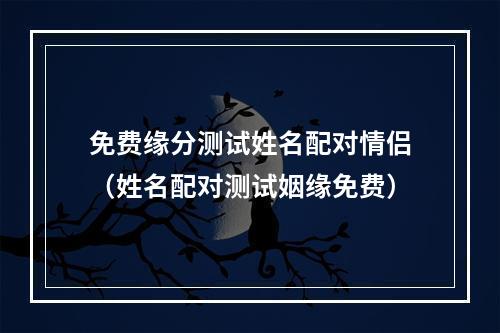 免费缘分测试姓名配对情侣（姓名配对测试姻缘免费）
