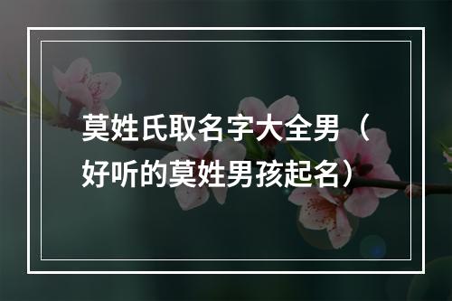 莫姓氏取名字大全男（好听的莫姓男孩起名）