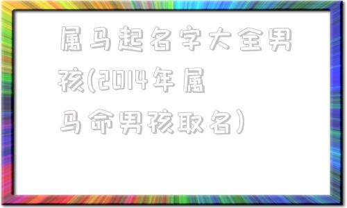 属马起名字大全男孩(2014年属马命男孩取名)