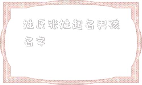 姓氏张姓起名男孩名字