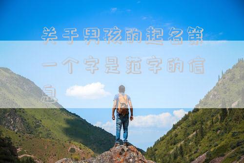 关于男孩的起名第一个字是范字的信息