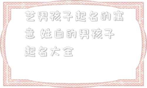艺男孩子起名的寓意 姓白的男孩子起名大全
