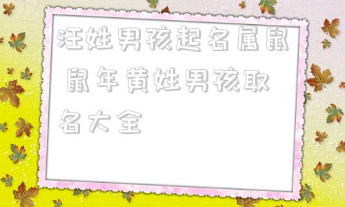 汪姓男孩起名属鼠 鼠年黄姓男孩取名大全