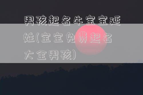 男孩起名牛宝宝延姓(宝宝免费起名大全男孩)