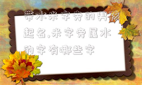 带水米字旁的男孩起名,米字旁属水的字有哪些字