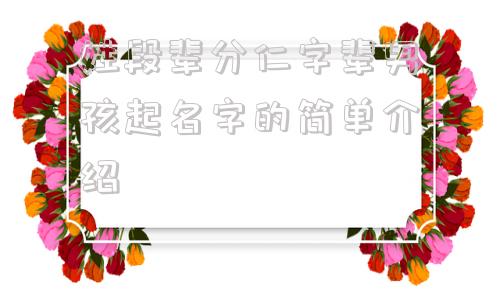 姓段辈分仁字辈男孩起名字的简单介绍