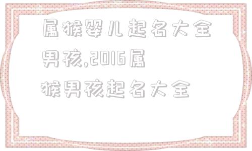 属猴婴儿起名大全男孩,2016属猴男孩起名大全